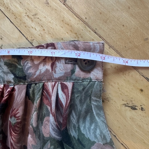 Vintage Floral A-Line Maxi Skirt in Green and Rose - Picture 3 of 5